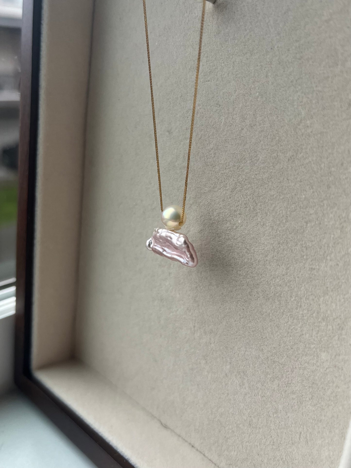 18K Mizumi Zen Necklace with Certified Biwa Pearls