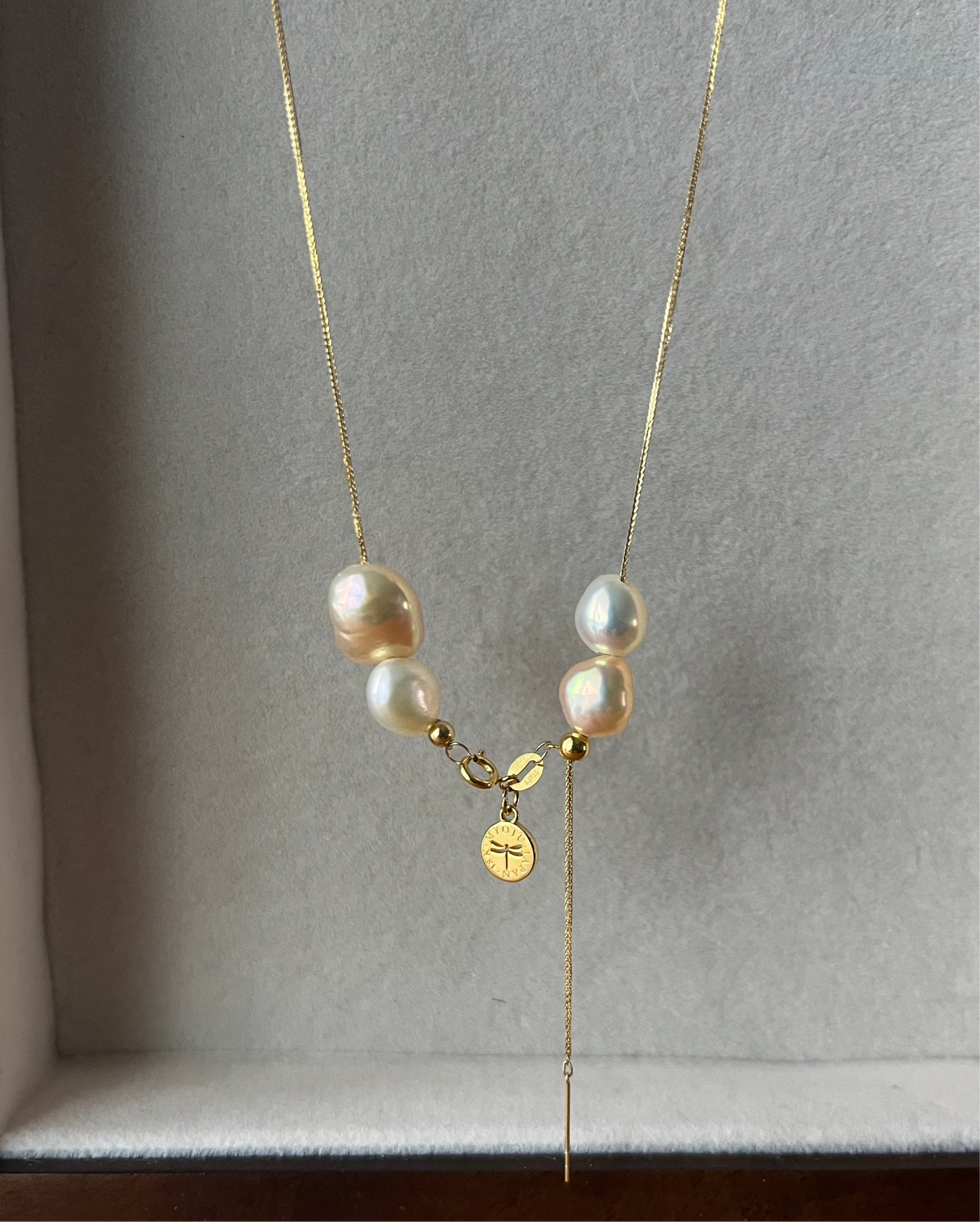 18K Mizumi Pebble Necklace with Certified Biwa Pearls
