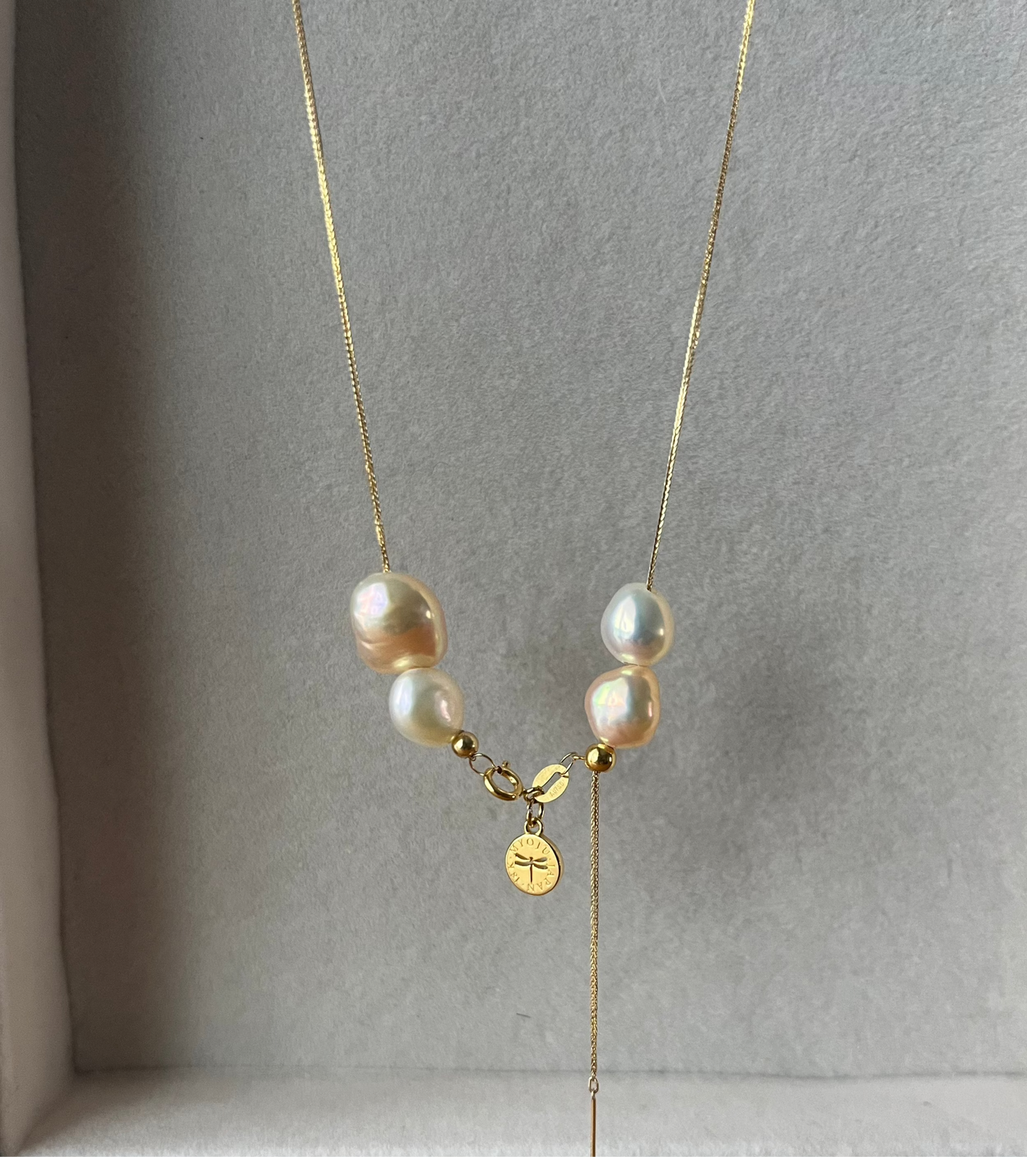 18K Mizumi Pebble Necklace with Certified Biwa Pearls