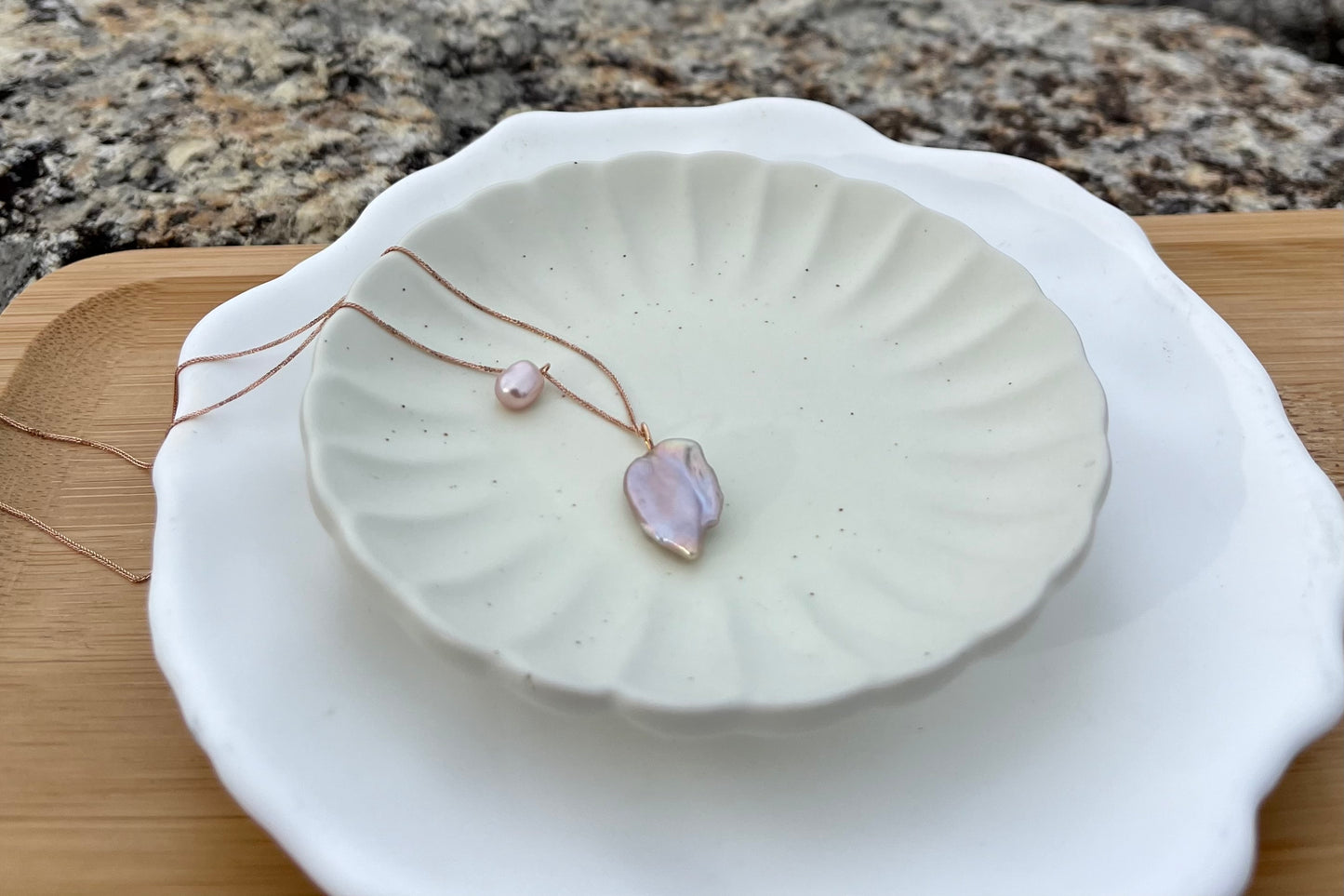 18K Mizumi Wings Necklace with Certified Biwa Pearls (limited edition)