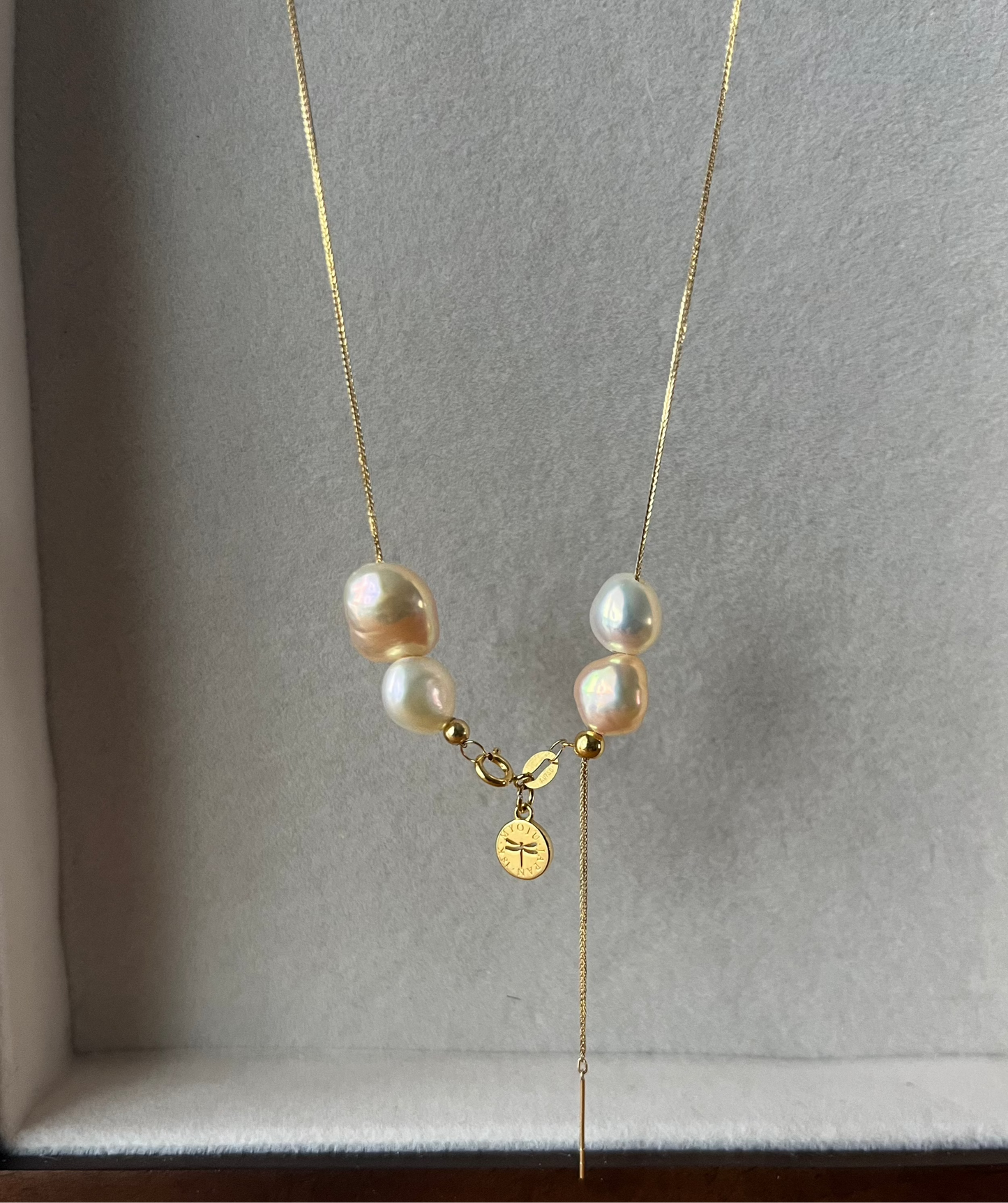 18K Mizumi Pebble Necklace with Certified Biwa Pearls