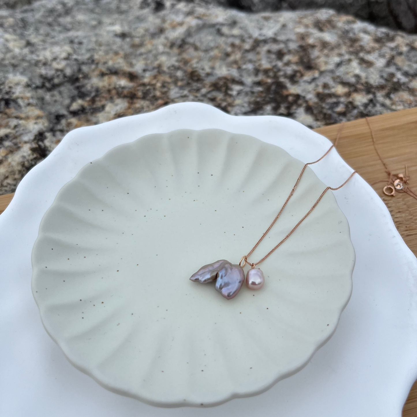 18K Mizumi Wings Necklace with Certified Biwa Pearls (limited edition)