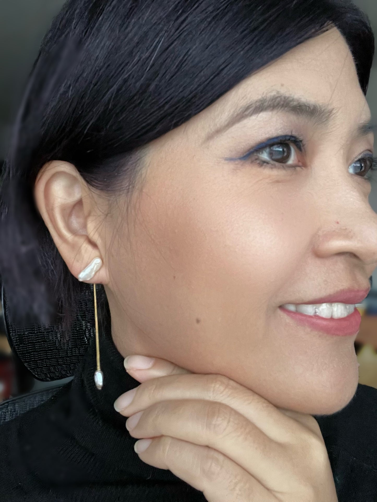 18K Mizumi Nagareboshi Earrings with Certified Biwa Pearls