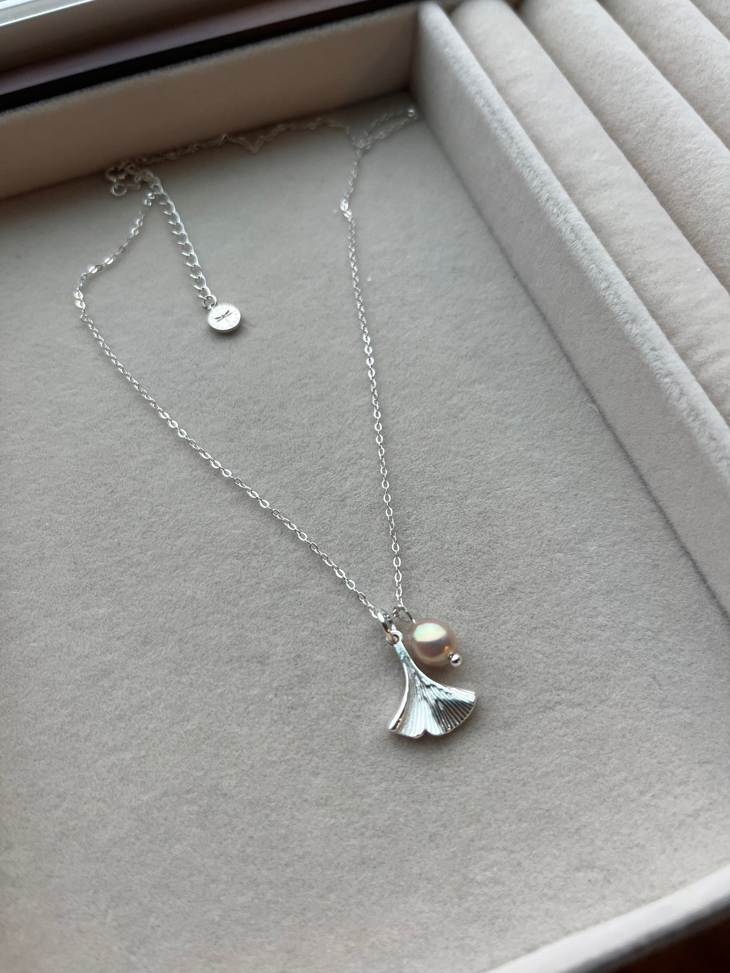 Shibui Gingko Necklace with Certified Biwa Pearls