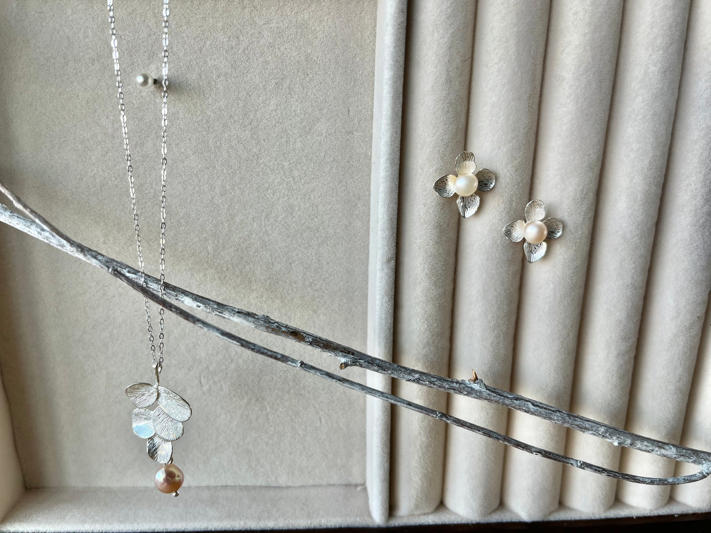 Shibui Daphne Earrings with Certified Biwa Pearls