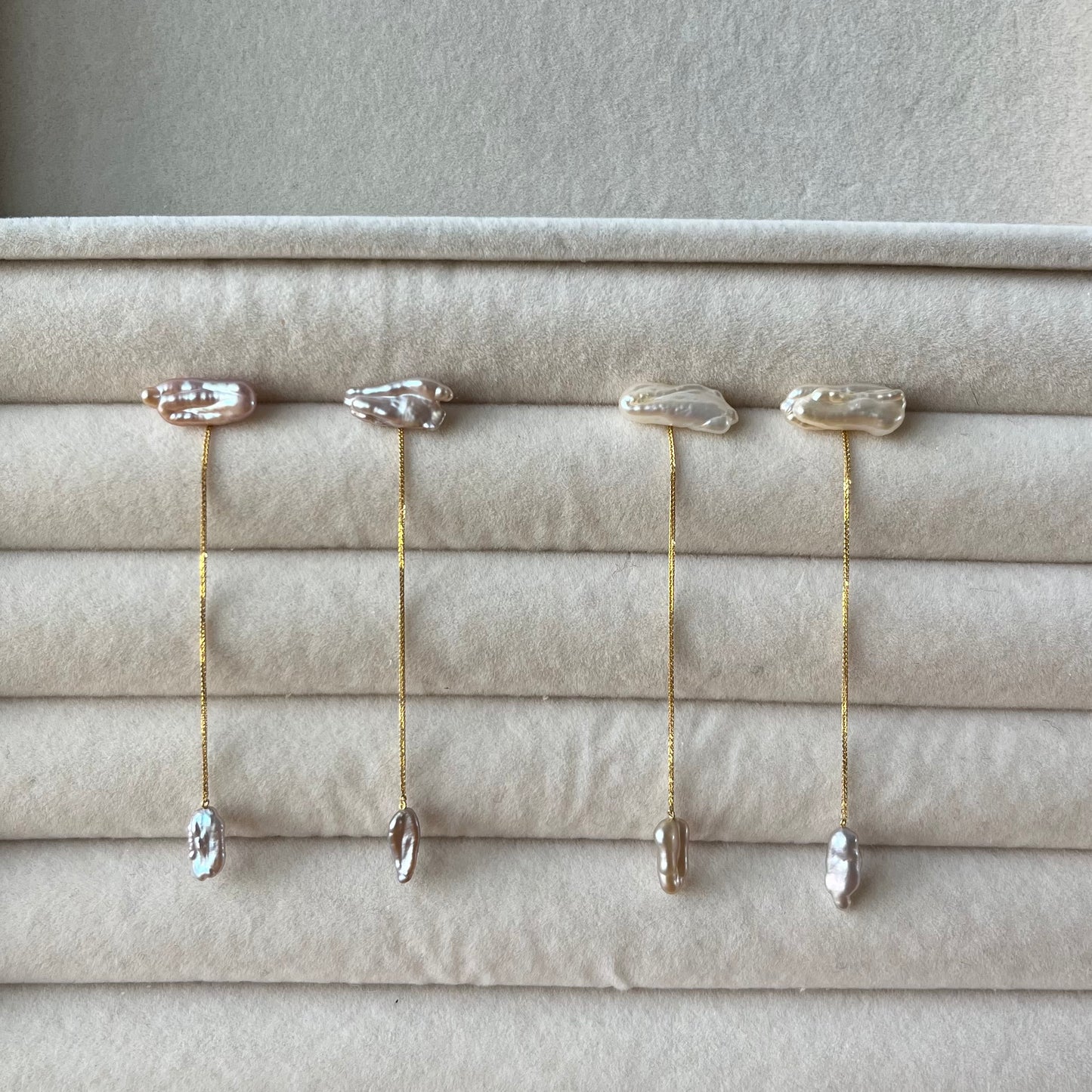 18K Mizumi Nagareboshi Earrings with Certified Biwa Pearls