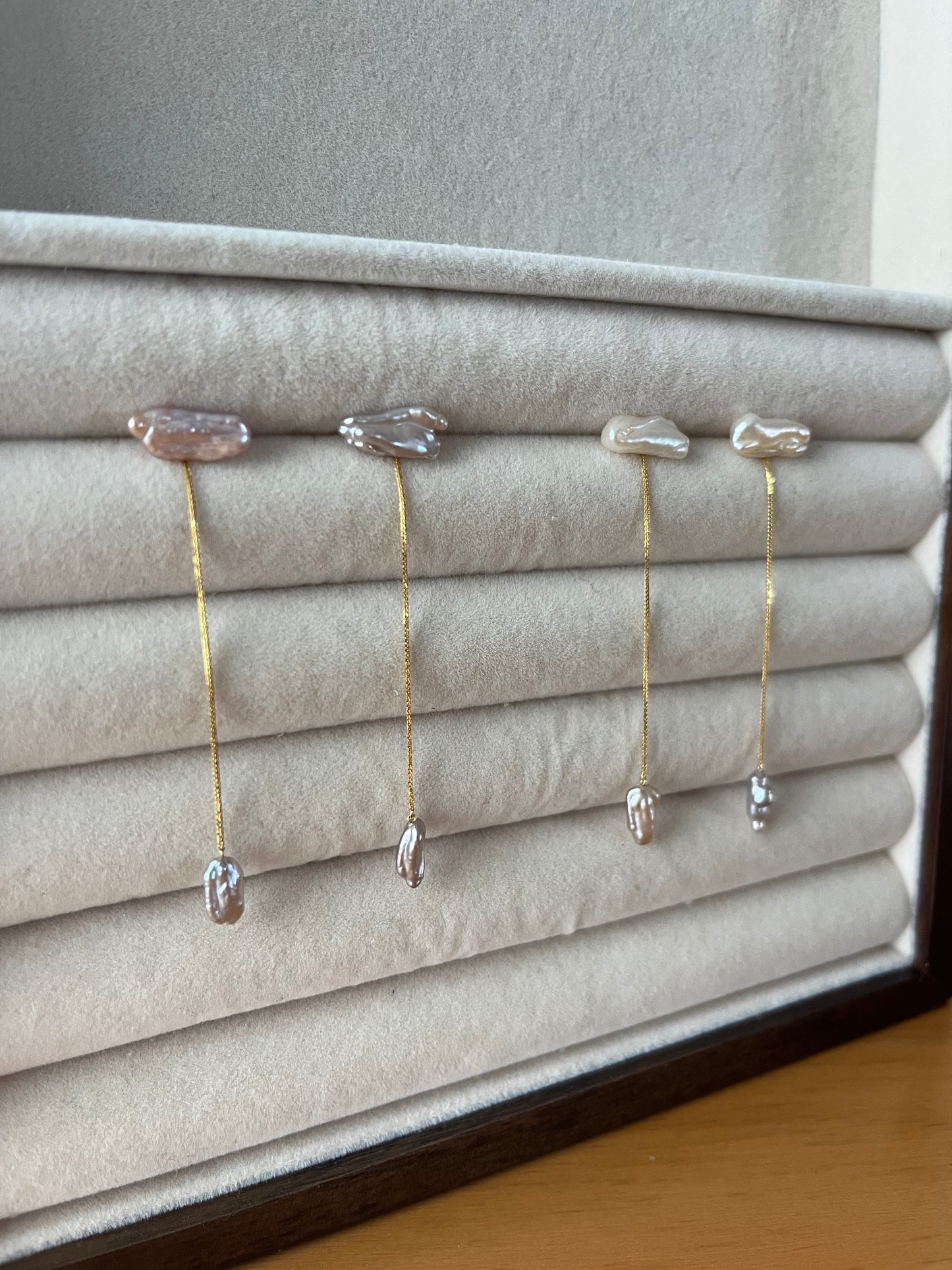 18K Mizumi Nagareboshi Earrings with Certified Biwa Pearls