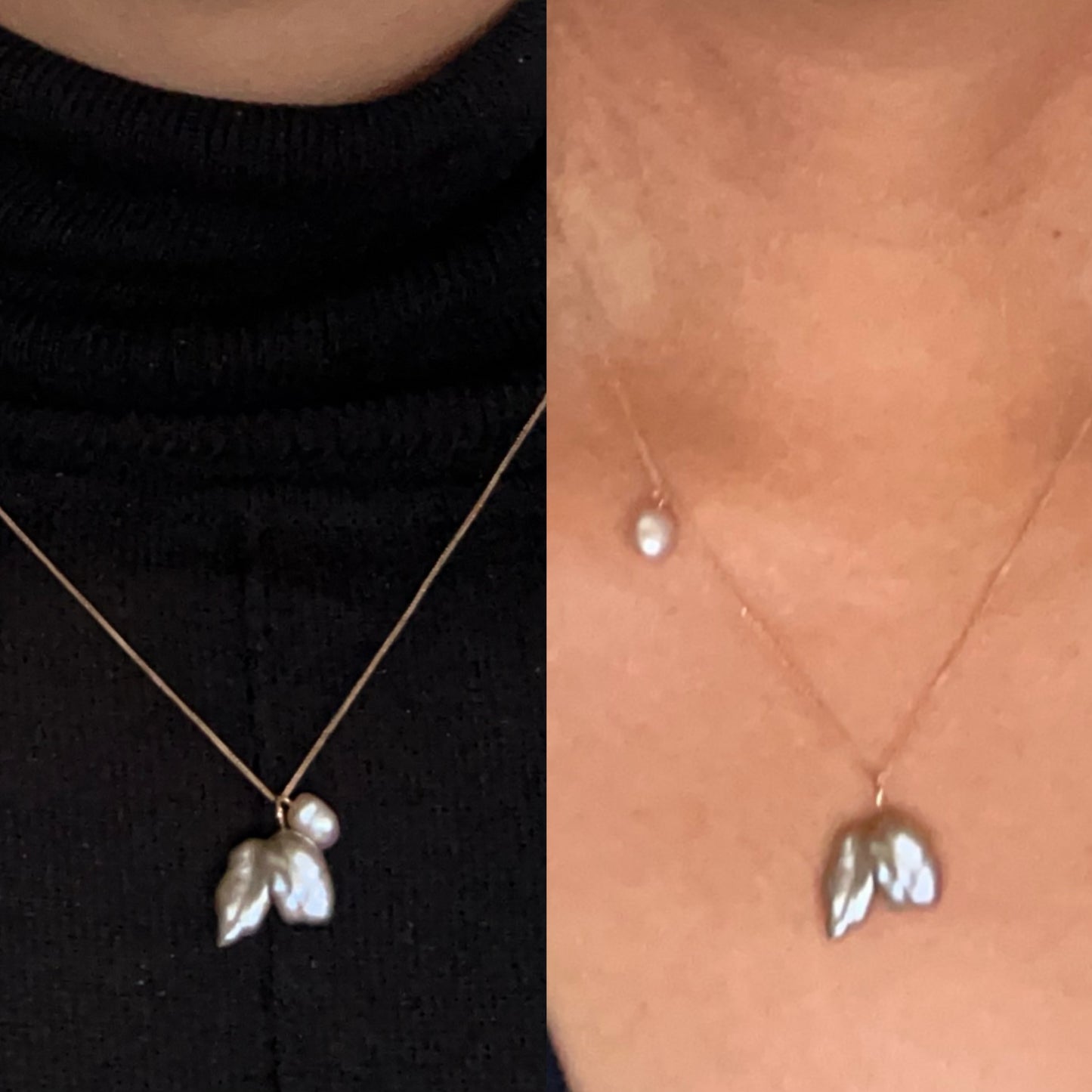 18K Mizumi Wings Necklace with Certified Biwa Pearls (limited edition)