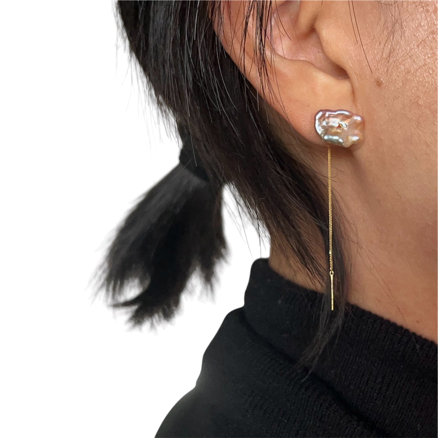 18K Mizumi Petal Earrings with Certified Biwa Pearls