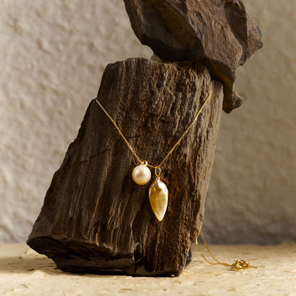18K Mizumi Spire Necklace with Certified Biwa Pearls