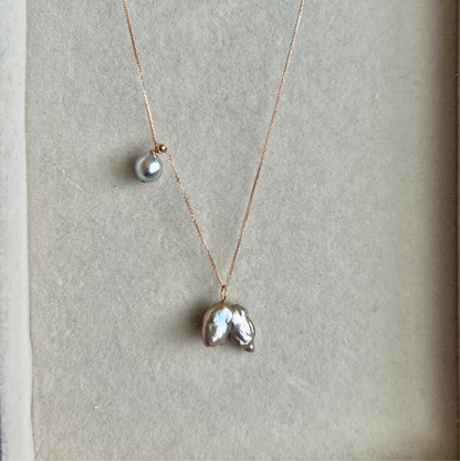 18K Mizumi Wings Necklace with Certified Biwa Pearls (limited edition)
