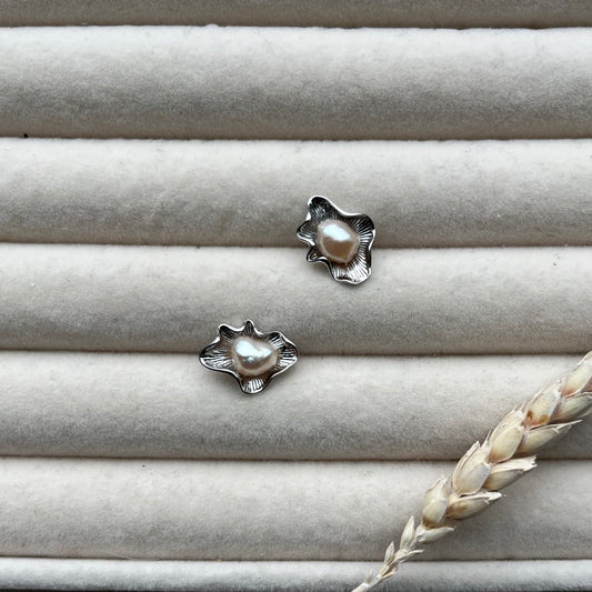 Shibui Hasuha Earrings with Certified Biwa Pearls