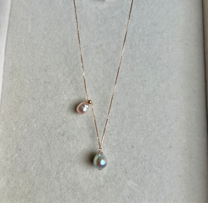 18K Mizumi Tsuyu Necklace with Certified Biwa Pearl