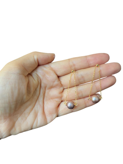 18K Mizumi Tsukikage Earrings with Certified Biwa Pearls