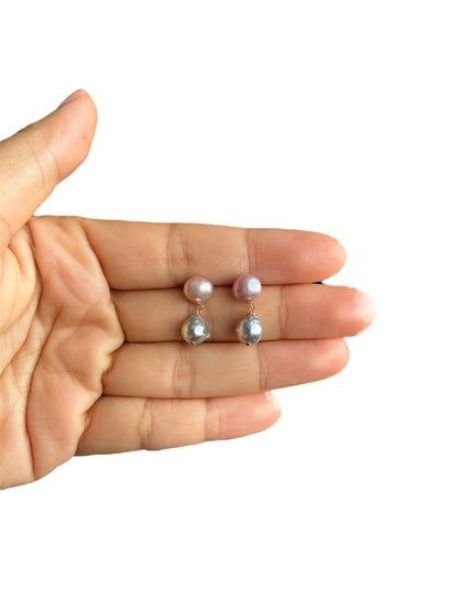 18K Mizumi Nijuu Earrings with Certified Biwa Pearls