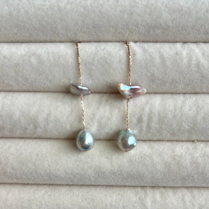 18K Mizumi Ito Earrings with Certified Biwa Pearls