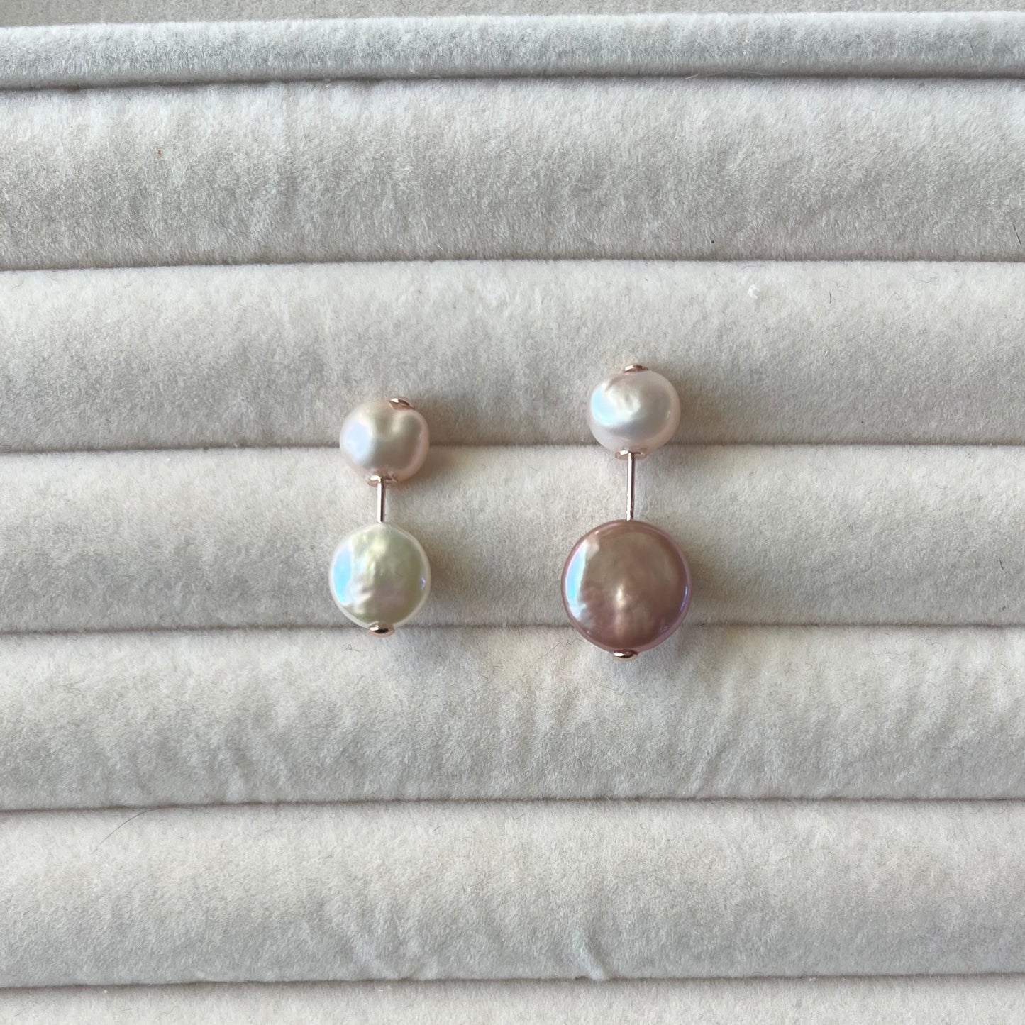 18K Mizumi Eigetsu Earrings with Certified Biwa Pearls