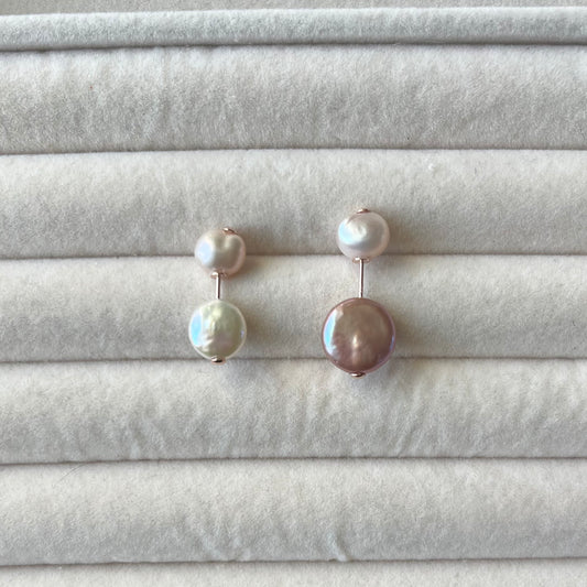 18K Mizumi Eigetsu Earrings with Certified Biwa Pearls