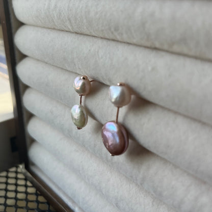 18K Mizumi Eigetsu Earrings with Certified Biwa Pearls