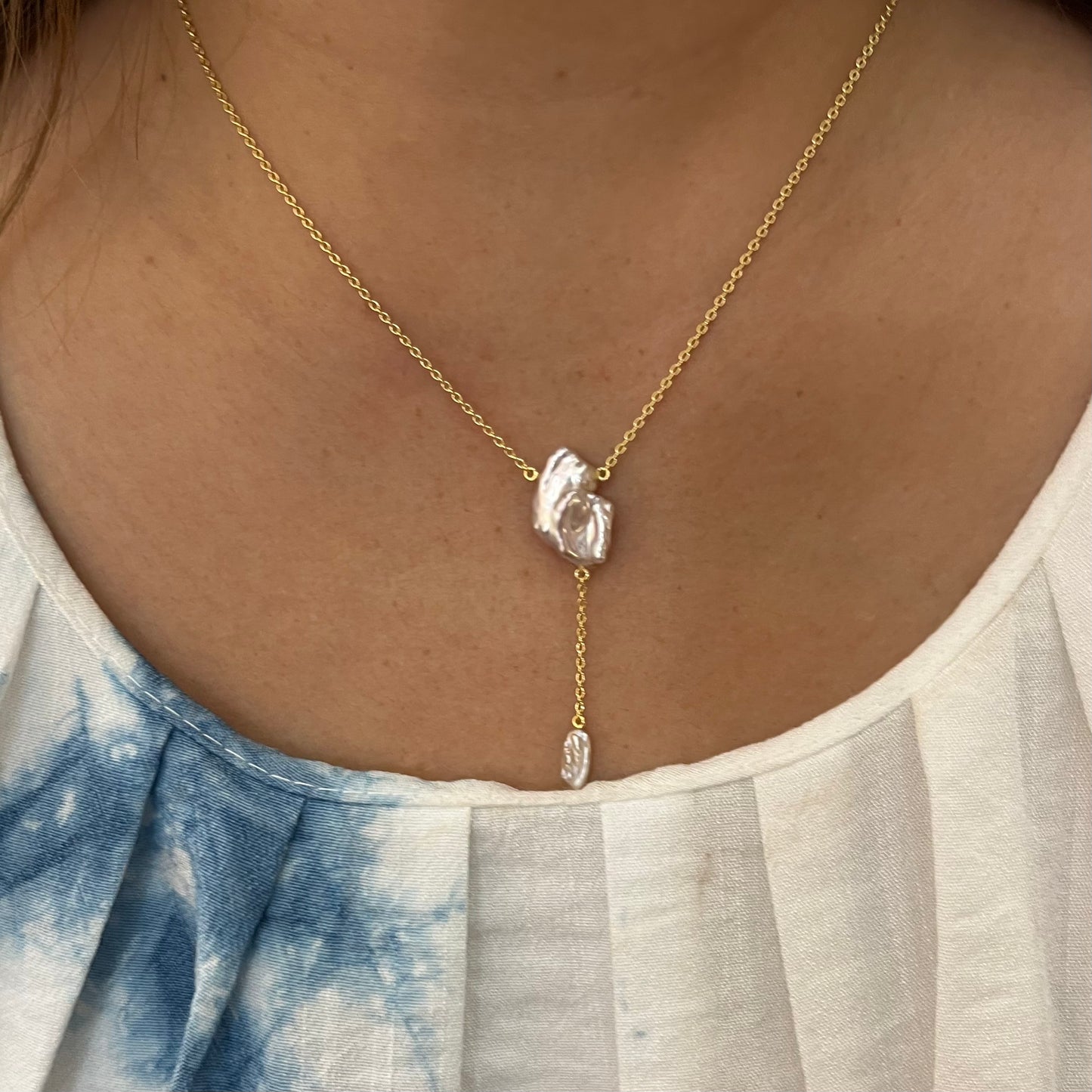 Mizumi Shizuku Necklace with Certified Biwa Pearls