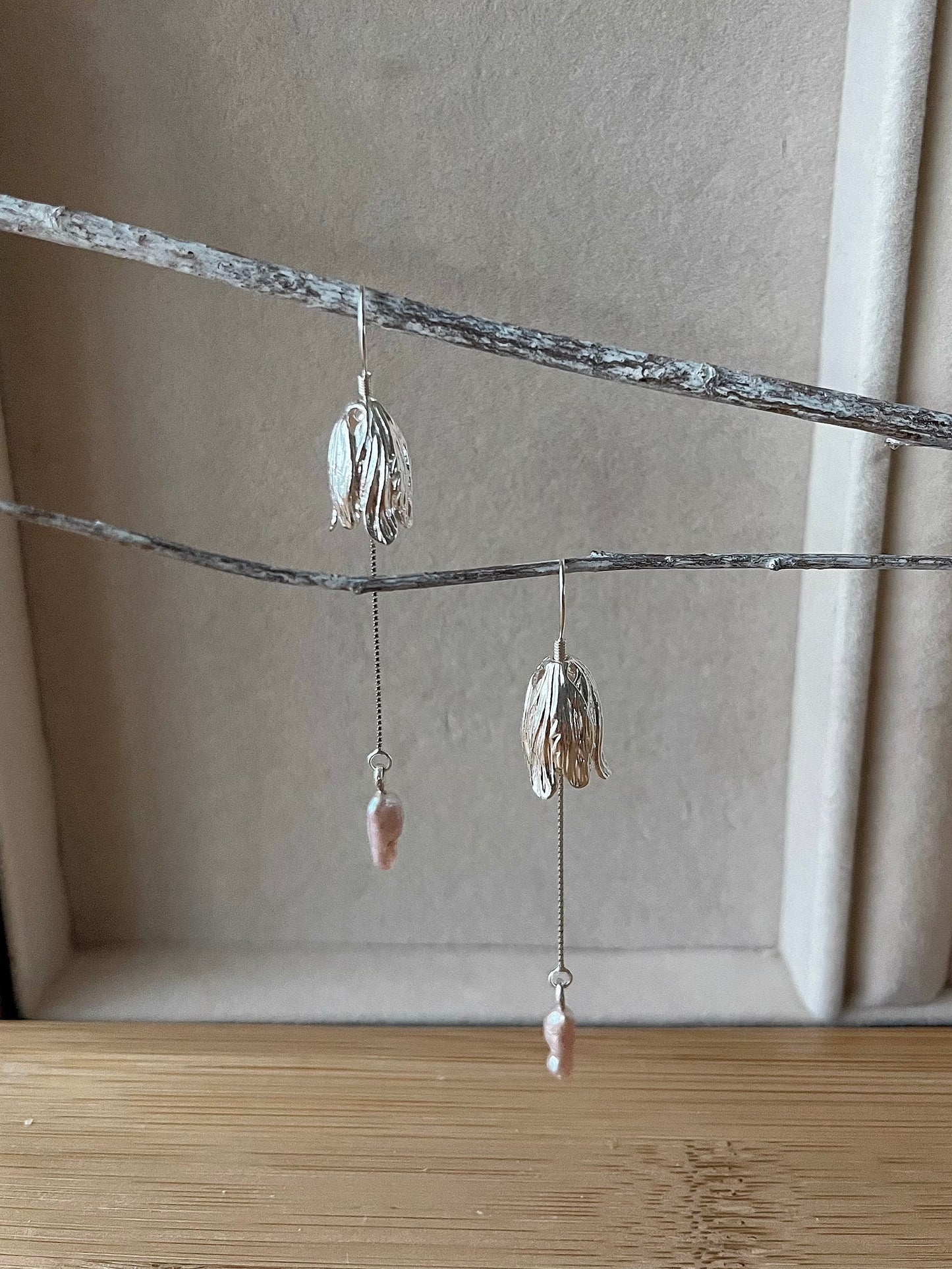 Shibui Lilia Earrings with Certified Biwa Pearls