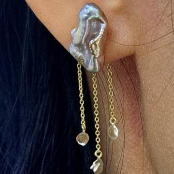 Mizumi Shizuku Earrings with Certified Biwa Pearls