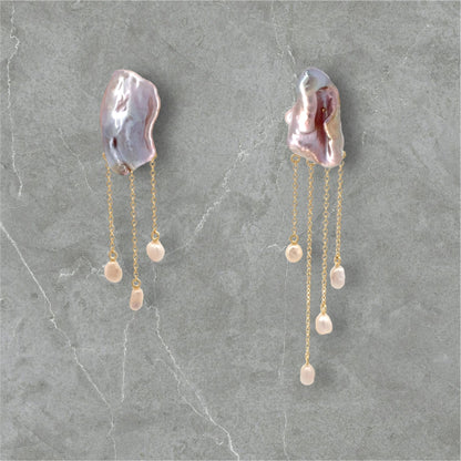 Mizumi Shizuku Earrings with Certified Biwa Pearls