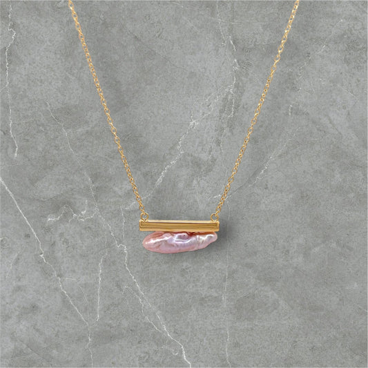Mizumi Bar Necklace with Certified Biwa Pearls