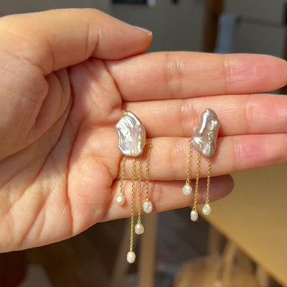 Mizumi Shizuku Earrings with Certified Biwa Pearls