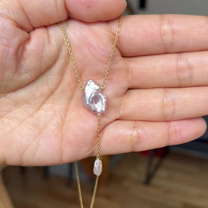 Mizumi Shizuku Necklace with Certified Biwa Pearls