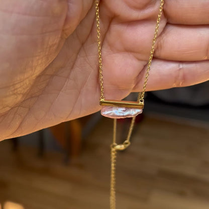 Mizumi Bar Necklace with Certified Biwa Pearls